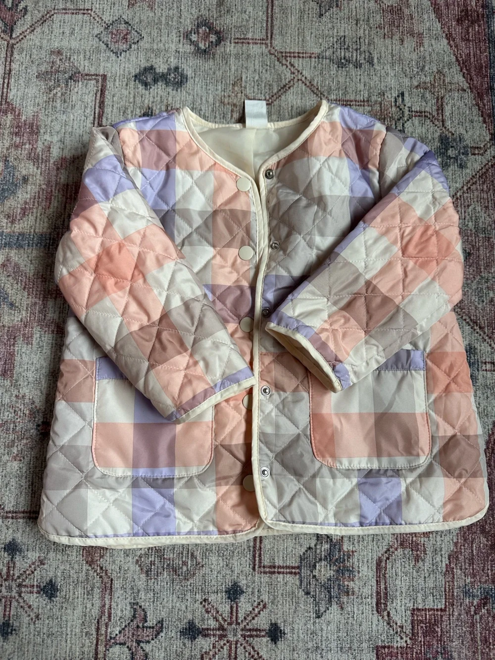 H&M 4T Girls Quilted Plaid Lightweight Button Up Jacket